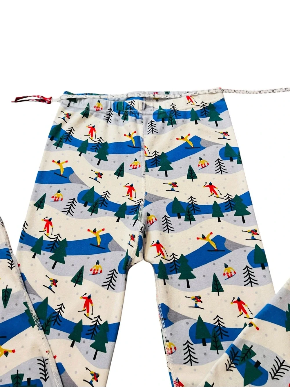 Hanna Andersson White and Blue Ski Print Kids Pajama Set Size 14